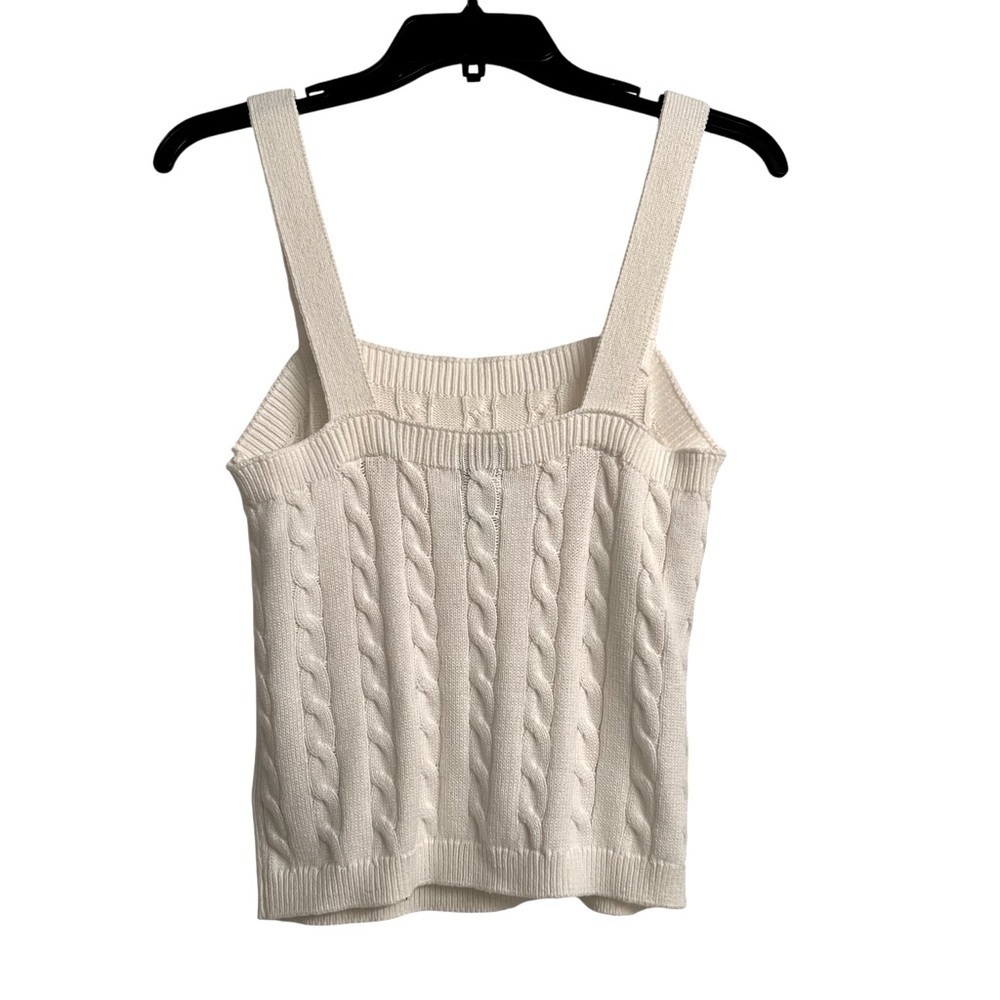 Joie Cable Knit Sweater Ivory White Tank Top Women’s Size Medium - Picture 3 of 6